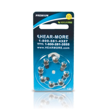 HearMore Hearing Aid Batteries- Size 10- 8-pack