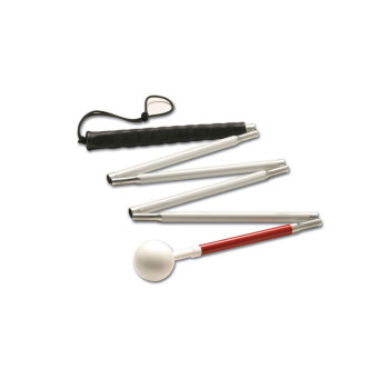 Ambutech Alum 6-Sec. Folding Cane- White Ball- 56-in