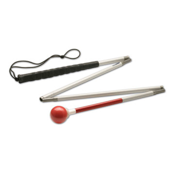 Ambutech Aluminum 4-Section Folding Cane- Red Ball- 36in