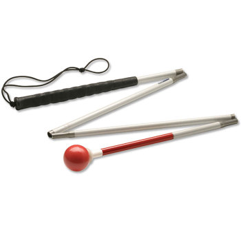 Ambutech Aluminum 4-Section Folding Cane- Red Ball- 42in