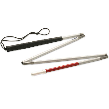 Ambutech Aluminum 4-Section Folding Cane- Pencil Hook Tip- 38in