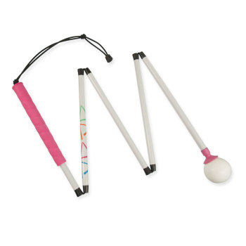 Ambutech HiLites Pink 5-Sec 54-in Graphite Folding Cane-Rolling Ball