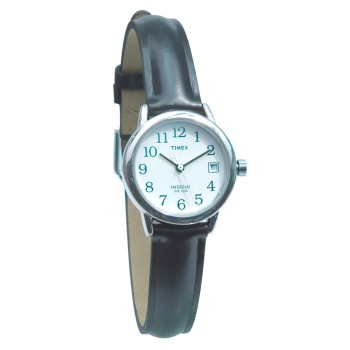 Timex Indiglo Watch Ladies Chrome with Leather Band
