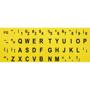 MaxiAids Large Print-braille Keyboard Labels- Blk on Yellow