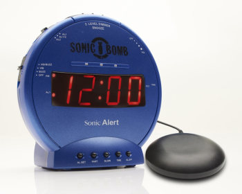 Sonic Bomb Alarm Clock and Bed Shaker- Blue