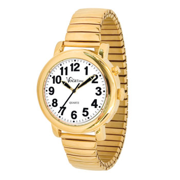 VocaTime Mens Gold Tone Talking Watch- Gold Tone Expansion Band