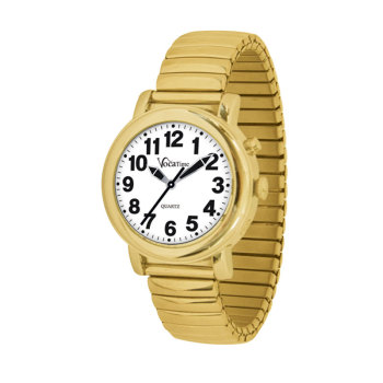 VocaTime Womens Gold Tone Talking Watch- Gold Tone Expansion Band