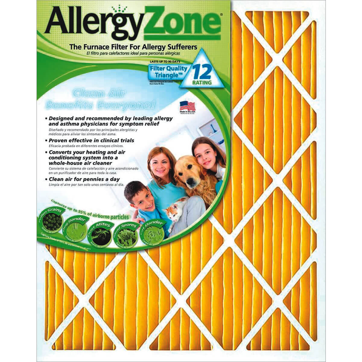 Central Heating and Air-Conditioning Filters by AllergyZone™ (2 pack or 4 pack)