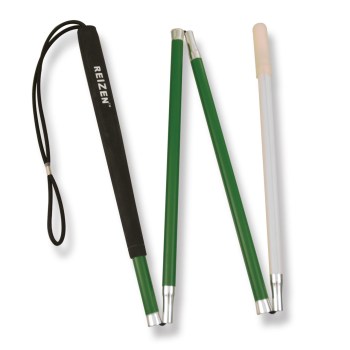 Reizen 4-section Low Vision Aluminum Folding Cane- Reflective- 48-in