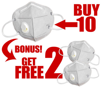 Face Mask with Exhale Vent - 10 Plus 2 Free