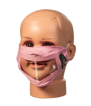 Pink Childrens Reusable Face Mask with Clear Window