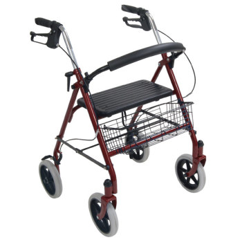 Durable 4-Wheel Rollator with 7.5-inch Casters- Red Durable 4-Wheel Rollator with 7.5-inch Casters- Red