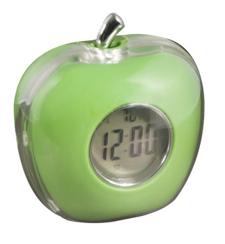 Apple Shaped Talking Alarm Clock with Temperature - Green