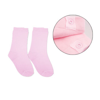 Girls Socks with Snaps- Pink- 1 Pair