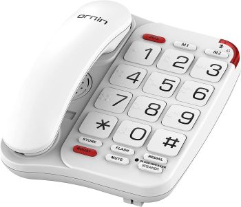 Ornin Braille Big Button Corded Telephone with Speaker- White Ornin Braille Big Button Corded Telephone with Speaker- White