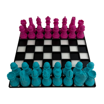 Tactile Chess Large Piece Set - Magenta and Turquoise