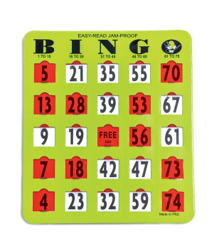 Easy Read Finger - Tip Bingo Card -Green