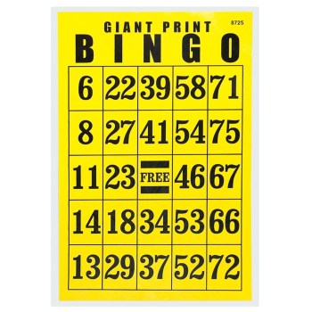 Giant Print Bingo Card - Black on Yellow Background - REDUCED PRICE Giant Print Bingo Card - Black on Yellow Background - REDUCED PRICE