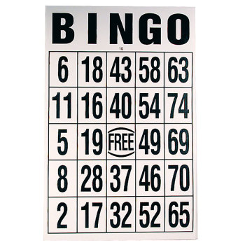 Giant Print Laminated BINGO Card- Black and White Background Giant Print Laminated BINGO Card- Black and White Background