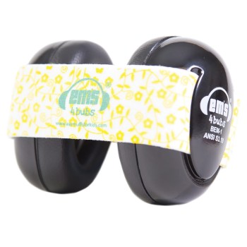 Ems 4 Bubs Baby Hearing Protection Black Earmuffs- Lemon Floral