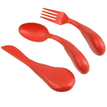 Easy to Hold Utensils- Knife Fork and Spoon Set- Red Easy to Hold Utensils- Knife Fork and Spoon Set- Red