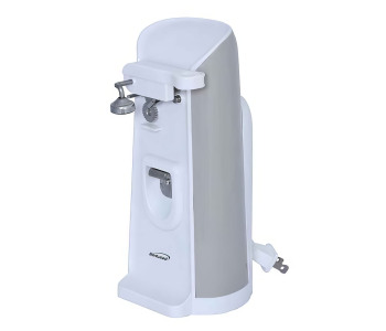 Tall Electric Can Opener with Knife Sharpener & Bottle Opener, White Tall Electric Can Opener with Knife Sharpener & Bottle Opener, White