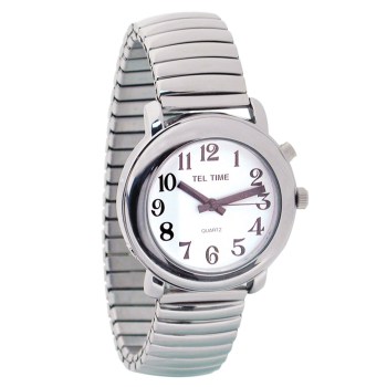 Unisex Tel-Time Talking Watch - One Button - Chrome Unisex Tel-Time Talking Watch - One Button - Chrome