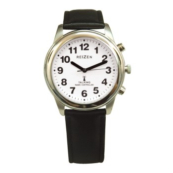 Talking Radio-Controlled Stainless Steel Watch - Leather