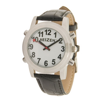 Reizen Talking Watch- White Face- Leather Band- Spanish Reizen Talking Watch- White Face- Leather Band- Spanish
