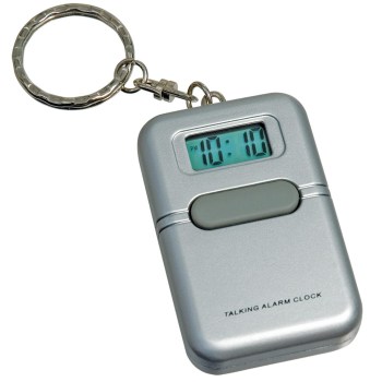 Tel-Time Spanish Talking Key Chain - Square -Silver