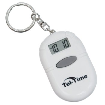 Oval Talking Alarm Clock Keychain - White Oval Talking Alarm Clock Keychain - White