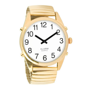 Reizen Gold-Tone Talking Extra-Large Face Watch- Exp Band- Unisex