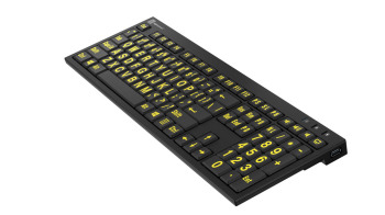 LargePrint Yellow on Black - PC Nero Slimline Keyboard LargePrint Yellow on Black - PC Nero Slimline Keyboard