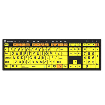 Windows Accessibility - Black on Yellow NERO Slimline Keyboard - Windows