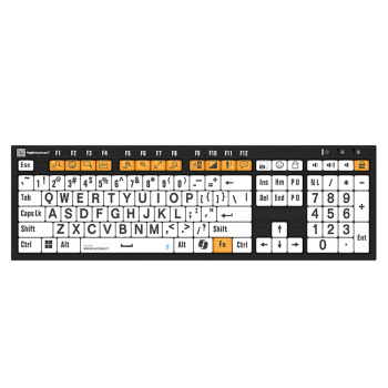 Windows Accessibility - Black on White NERO Slimline Keyboard - Windows