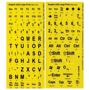 Large Print Labels for Laptop Keyboards - Black On Yellow