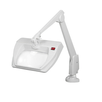 Dazor Stretchview 28-Inch Clamp Base LED Magnifier 3D 1.75x- White