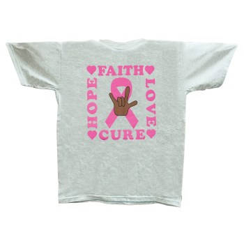 Breast Cancer w ILY -Brown Hand  Size L T Shirt
