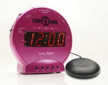 Sonic Bomb Alarm Clock and Bed Shaker- Pink