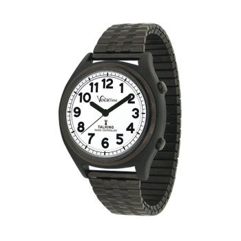 VocaTime Atomic Talking Watch- Black Metal Case with Expansion Band