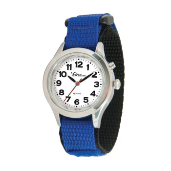 VocaTime Womens & Childrens Chrome Talking Watch Blue EZ Latch Band