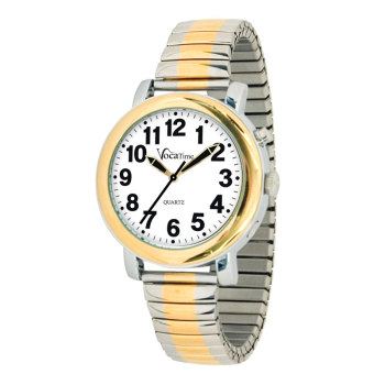 VocaTime Mens BI-COLOR Talking Watch- Stainless Steel Expansion