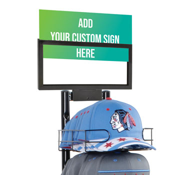 7 x 11 Sign Holder For Cap Displays - Black Metal Framed Retail Sign Holder For Baseball Hat Racks