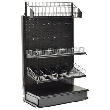 36 in Single Sided Black Mobile Merchandiser Gondola Comes Complete with Display Accessories 