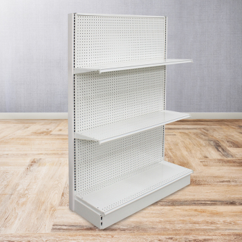 36 w x 16 d Pearl White Pegboard Gondola Shelving End Cap Display