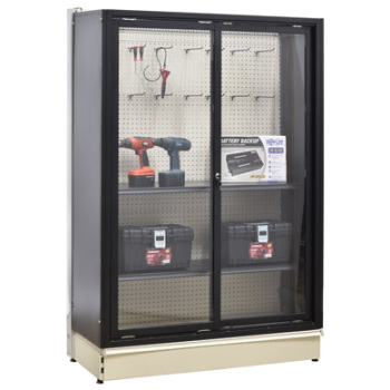 Locking Security Case for Gondola Shelving - 48 in. W x 72 in. H Black Security Showcase for Gondola