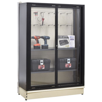Locking Security Case for Gondola Shelving - 48 in. W x 72 in. H Black Security Showcase for Gondola