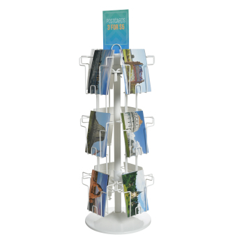 Metal Countertop Greeting Card Spinner Display - 12 Pockets - White