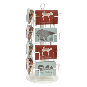 Metal Countertop Postcard Spinner Display - 16 Pockets - White