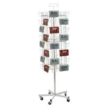 64 Pocket Floor Standing Post Card Spinner Display - White